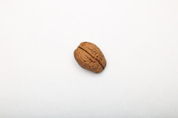 walnut open and closed close-up on white background texture worm