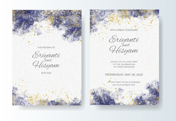 Wedding invitation with abstract splash watercolor
