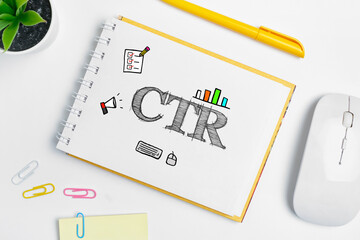 Click through rate CTR inscription in notebook