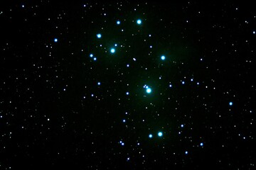 Astrophotograph of the Pleiades (Messier 45, M45 or the Seven Sisters) in the constellation Taurus © Doroteja_CRO