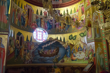 Obraz na płótnie Canvas Ortodox church painting Historical places Copernaum Israel March