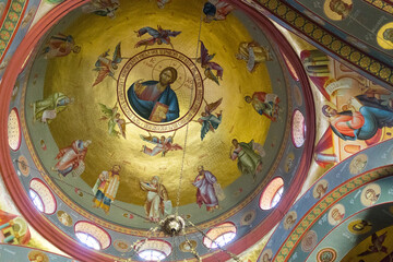 Ortodox church painting Historical places Copernaum Israel March