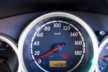 Car speedometer close-up, speedometer of auto
