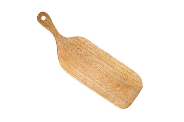 Wooden cutting board or Empty serving dishes kitchen original form handmade craft cutlery wood on the table top view copy space for text food background rustic image