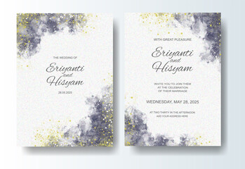 Wedding invitation with abstract splash watercolor