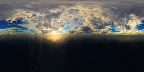panorama of a stormy sea, HDRI, environment map , Round panorama, spherical panorama, equidistant projection, 360 high resolution panorama  3d rendering,   © ustas