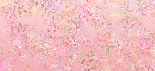 abstract soft background with multicolored music notes