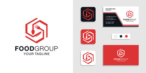 Food group logo restaurant sign and business card design template inspiration