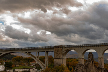 Naklejka na ściany i meble Isernia, Molise, Italy. Santo Spirito railway bridge. View