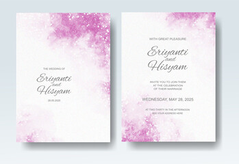 Naklejka na ściany i meble Wedding invitation with abstract splash watercolor