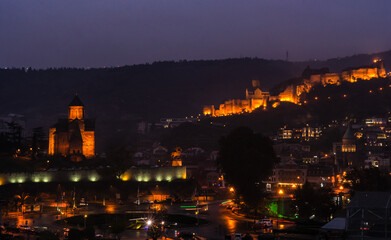 Fototapeta na wymiar Tbilisi at night