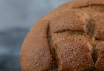 Close up photo of fresh homemade rye bread