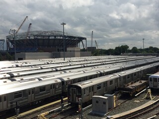 Commuter trains parked in New York City