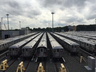 Commuter trains parked in New York City