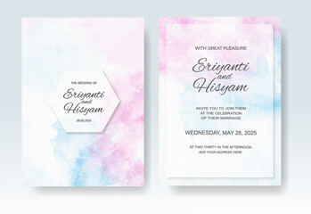 Wedding invitation with abstract splash watercolor