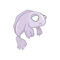 Vector aquarium fish silhouette illustration. Colorful cartoon flat aquarium fish icon for your design.