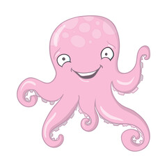 Illustration of cartoon octopus vector.
