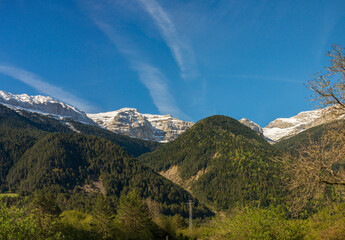 Snowy mountains of the Aragonese Pyrenees, Bielsa, Spain