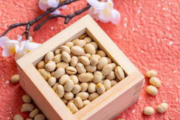 節分　枡に入れた大豆