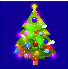 Christmas tree with christmas-lights.Vector illustration
