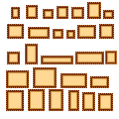 Picture frame pixel art. Picture frame set. Vector illustration.