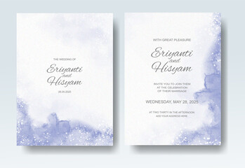 Wedding invitation with abstract splash watercolor