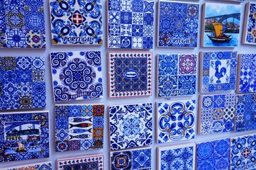 Historical blue tile pattern magnets for sale in Porto, Portugal