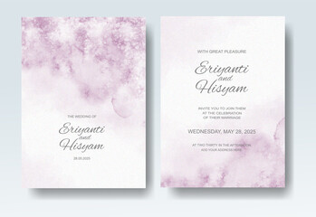 Wedding invitation with abstract splash watercolor