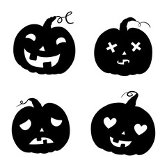 Halloween pumpkins with different expressions on white background. vector illustration