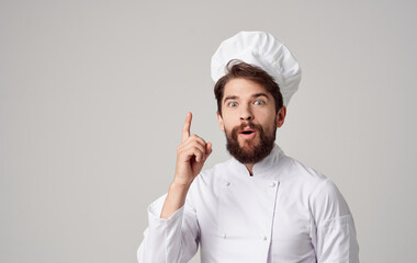 Chef Cook caps emotions professionals studio gray background