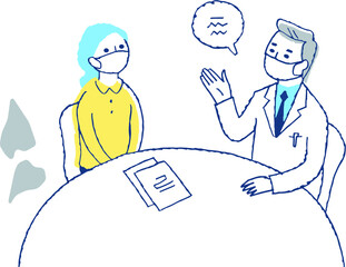 医者から説明を受ける女性患者