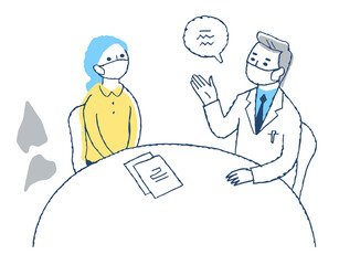 医者から説明を受ける女性患者