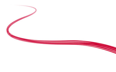 winding trail path with red lines on white background - simple graphic design symbol like a road, a river or a vein with blood
