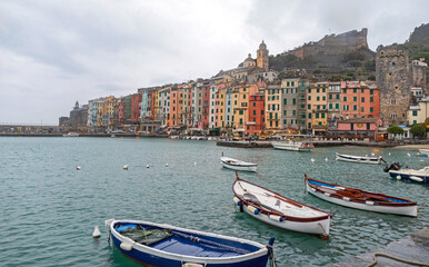 Fototapeta premium Boats Porto Venere Italy Winter