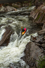 Obraz premium Kayak Down The Sinks Waterfall In Smoky Mountains
