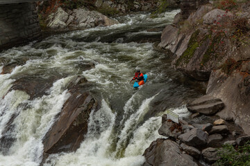 Kayak Rider In The River At Smoky Mountains National Park
