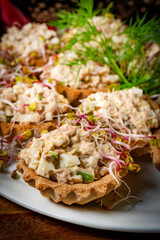 Shortbread muffins stuffed with tuna paste