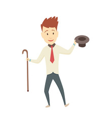 Happy ballroom dancer, cartoon. Illustration isolated on a white background.