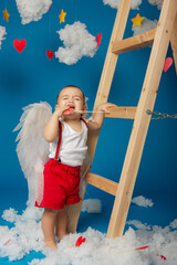 Little cute boy with wings for Valentine's Day