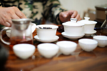 Fototapeta na wymiar Chinese tea ceremony without national costumes
