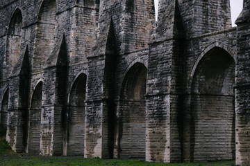 Fototapeta na wymiar Stones and details of the historical aqueduct. It is one of the oldest aqueducts in Istanbul.