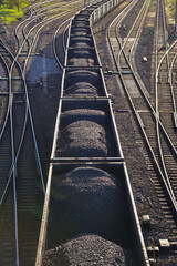 Obraz premium black coal in railway wagons