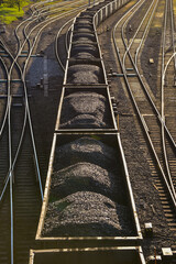 black coal in railway wagons