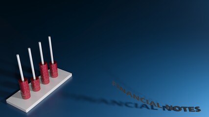 Blue backgrund with abacus for financial notes - 3D rendering illustration