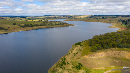 Aerial view of the Oberon Dam in regional Australia