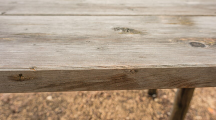 Simply wooden empty with lots of free space on the wooden table.