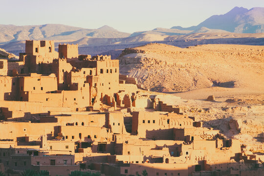 Ait Benhaddou,fortified City, Kasbah Or Ksar, Along The Former Caravan Route Between Sahara And Marrakesh In Present Day Morocco. It Is Situated In Souss Massa Draa On A Hill Along The Ounila River.