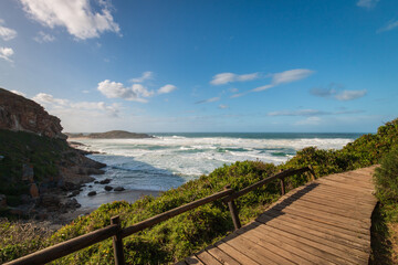 Fototapeta na wymiar Scenic view of coastline and sea at Robberg Nature Reserve, Plettenberg Bay, South Africa.
