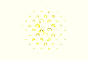 Light Green, Yellow vector backdrop with rainbows, clouds.