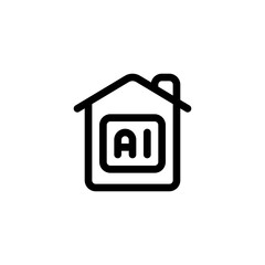 Artificial Intelligence House Home Outline Icon, Logo, Vector